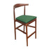Walnut Finish Horn Wood Bar Stool with Hunter Green Vinyl Cushion