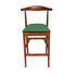 Walnut Finish Horn Wood Bar Stool with Hunter Green Vinyl Cushion