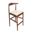 Walnut Finish Horn Wood Bar Stool with Ivory Vinyl Cushion