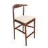 Walnut Finish Horn Wood Bar Stool with Ivory Vinyl Cushion