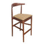 Walnut Finish Horn Wood Bar Stool with Taupe Vinyl Cushion