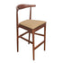 Walnut Finish Horn Wood Bar Stool with Taupe Vinyl Cushion