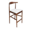 Walnut Finish Horn Wood Bar Stool with White Vinyl Cushion
