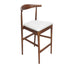 Walnut Finish Horn Wood Bar Stool with White Vinyl Cushion