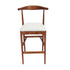 Walnut Finish Horn Wood Bar Stool with White Vinyl Cushion