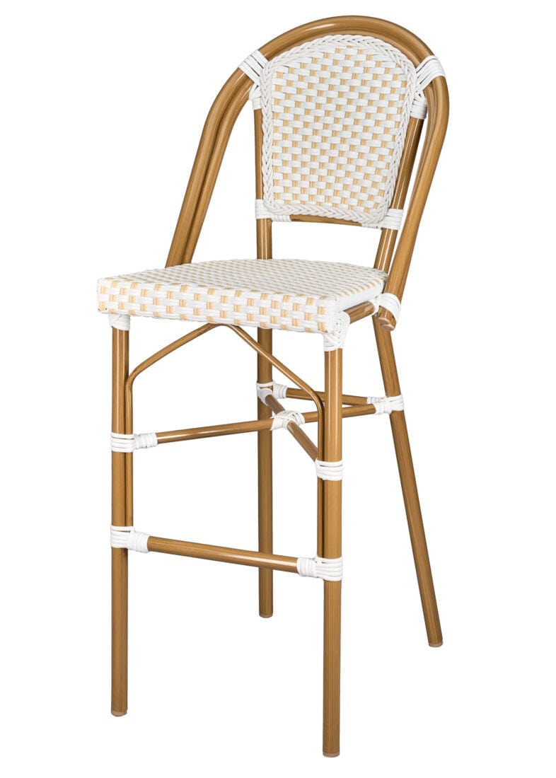 Scratch and Dent White and Beige French Bistro Barstool