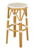 Toulouse White on Beige Medium Frame 30" Full Height No Back Bistro Barstool BFNBPWB-AX-T