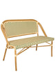 Toulouse Beige on Green Light Pipe Bistro Bench Seats 2 PE Rattan BNBPBG-AX-T