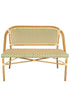 Toulouse Beige on Green Light Pipe Bistro Bench Seats 2 PE Rattan BNBPBG-AX-T