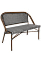 Toulouse Black on White Dark Frame Bistro Bench Seats 2 PE Rattan BNBPBLA-AX-T