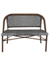 Toulouse Black on White Dark Frame Bistro Bench Seats 2 PE Rattan BNBPBLA-AX-T
