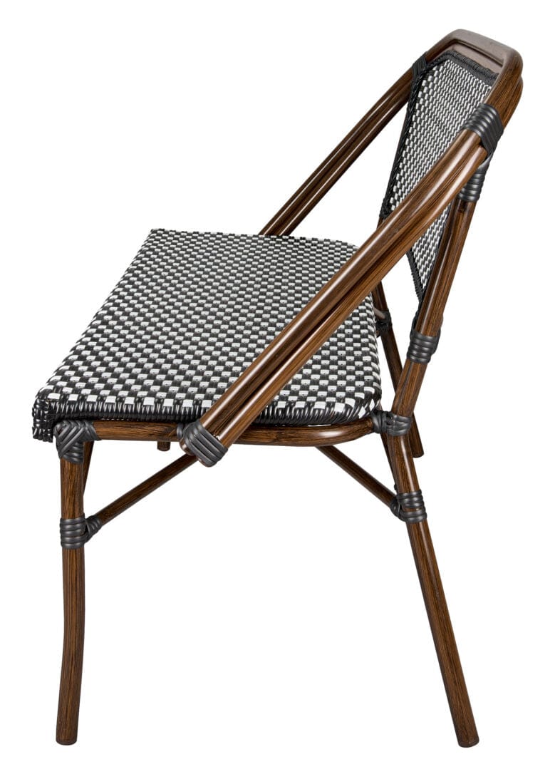 Toulouse Black on White Dark Frame Bistro Bench Seats 2 PE Rattan BNBPBLA-AX-T