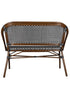 Toulouse Black on White Dark Frame Bistro Bench Seats 2 PE Rattan BNBPBLA-AX-T
