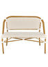Toulouse White on Beige Medium Frame Bistro Bench Seats 2 PE Rattan BNBPWB-AX-T