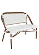 Toulouse White on White Dark Frame Bistro Bench Seats 2 PE Rattan BNBPWWD-AX-T