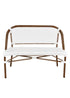 Toulouse White on White Dark Frame Bistro Bench Seats 2 PE Rattan BNBPWWD-AX-T