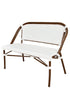 Toulouse White on White Dark Frame Bistro Bench Seats 2 PE Rattan BNBPWWD-AX-T