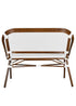 Toulouse White on White Dark Frame Bistro Bench Seats 2 PE Rattan BNBPWWD-AX-T