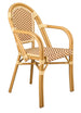 Toulouse Beige and Maroon French Bistro Patio Dining Chair with Arms CBPABM-AX-T