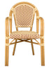 Toulouse Beige and Maroon French Bistro Patio Dining Chair with Arms CBPABM-AX-T