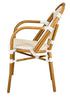 Toulouse White and Beige French Bistro Set Includes  48" x 36" Table and 4 Chairs with Arms FBK-SQ-WB-AWB4-AX