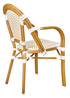 Toulouse White and Beige French Bistro Set Includes  48" x 36" Table and 4 Chairs with Arms FBK-SQ-WB-AWB4-AX