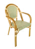 Toulouse Beige and Green French Bistro Set includes 48" x 36" Table and 4 Chairs with Arms FBK-SQ-BG-AW4-AX