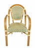 Toulouse Beige and Green French Bistro Set includes 48" x 36" Table and 4 Chairs with Arms FBK-SQ-BG-AW4-AX