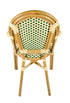 Toulouse Beige and Green French Bistro Set includes 48" x 36" Table and 4 Chairs with Arms FBK-SQ-BG-AW4-AX