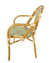 Toulouse Beige and Green French Bistro Set includes 48" x 36" Table and 4 Chairs with Arms FBK-SQ-BG-AW4-AX
