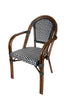 Toulouse Black and White French Bistro Set Includes 48" x 36" Table and 4 Chairs with Arms FBK-SQ-BLA-ABLA4-AX