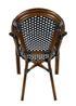 Toulouse Black and White French Bistro Set Includes 48" x 36" Table and 4 Chairs with Arms FBK-SQ-BLA-ABLA4-AX