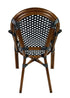 Toulouse Black and White French Bistro Set Includes 40" Table and 4 Chairs with Arms FBK-BLA-ABLA4-AX