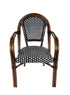 Toulouse Black and White French Bistro Set Includes 40" Table and 4 Chairs with Arms FBK-BLA-ABLA4-AX