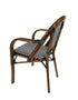 Toulouse Black and White French Bistro Set Includes 48" x 36" Table and 4 Chairs with Arms FBK-SQ-BLA-ABLA4-AX