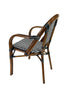Toulouse Black and White French Bistro Set Includes 40" Table and 4 Chairs with Arms FBK-BLA-ABLA4-AX