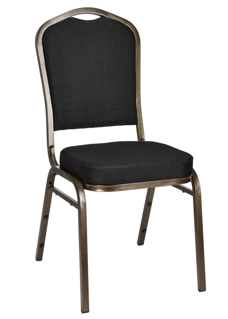 Chivari Black Fabric on Gold Vein Frame Crown Banquet Chair CQCFBU-ZF-T
