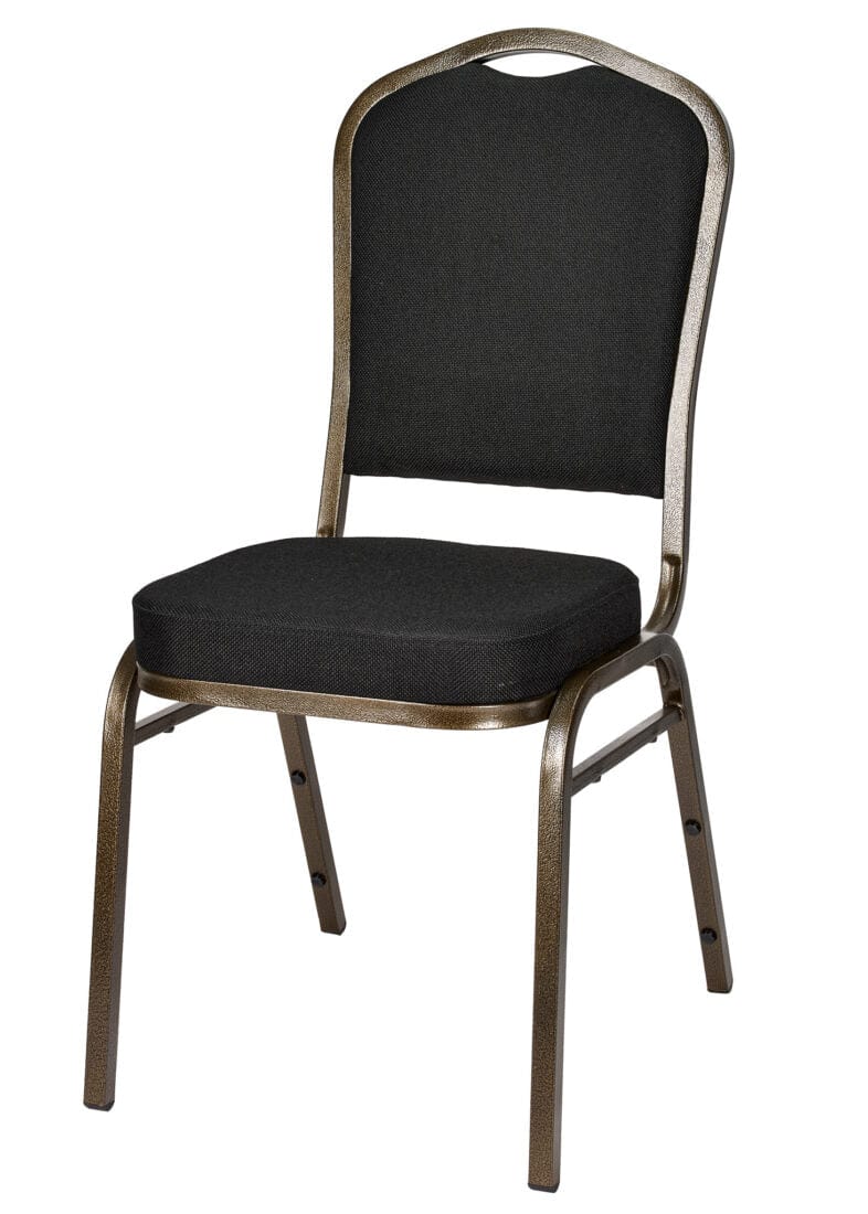 Chivari Black Fabric on Gold Vein Frame Crown Banquet Chair CQCFBU-ZF-T