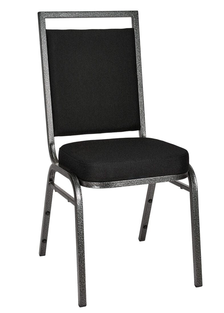 Black Fabric on Silver Vein Frame Square Banquet Chair