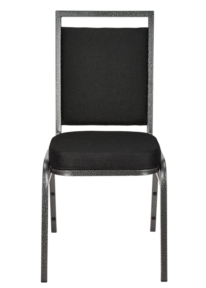 Black Fabric on Silver Vein Frame Square Banquet Chair