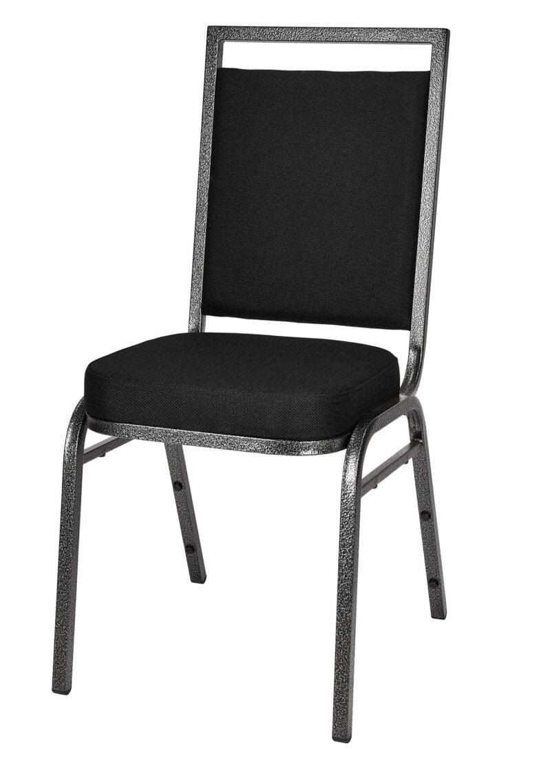 Chivari Black Fabric on Silver Vein Frame Square Banquet Chair CQSFB-ZF-T