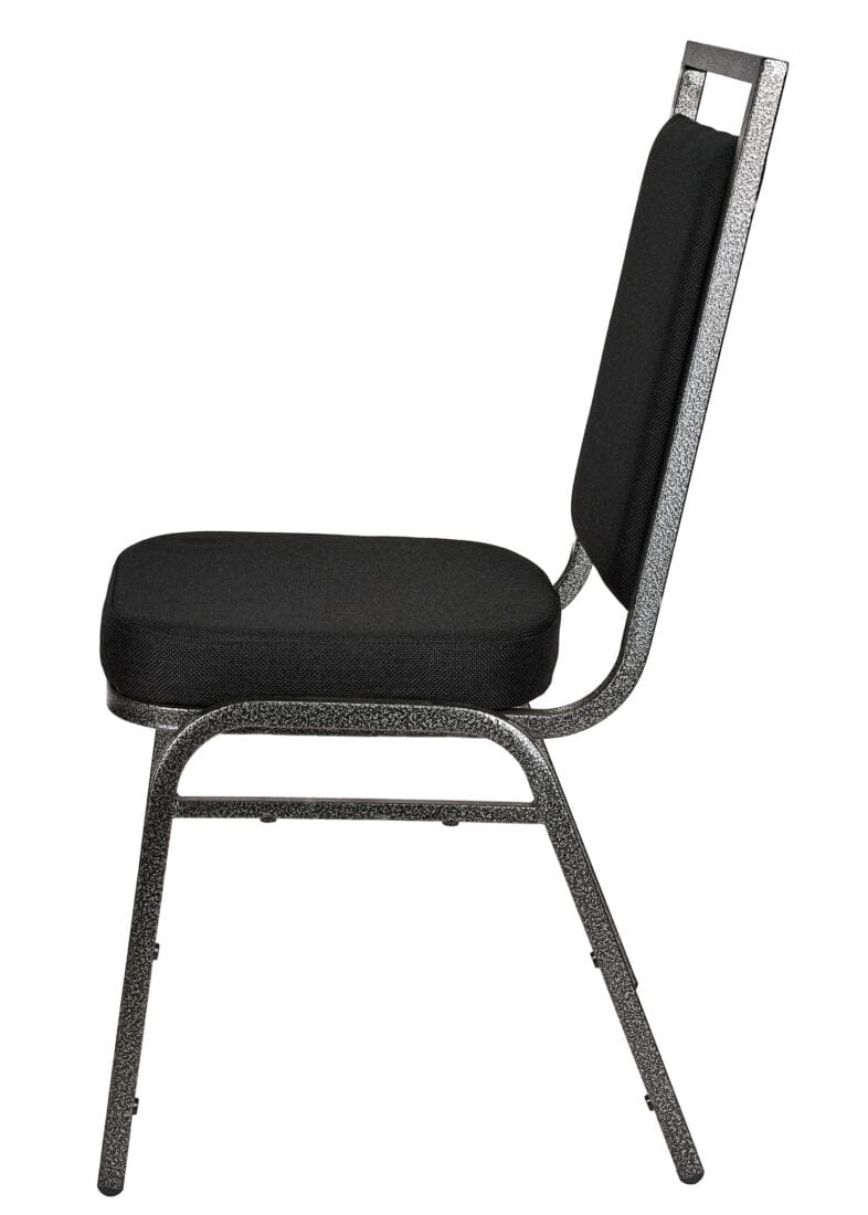 Chivari Black Fabric on Silver Vein Frame Square Banquet Chair CQSFB-ZF-T