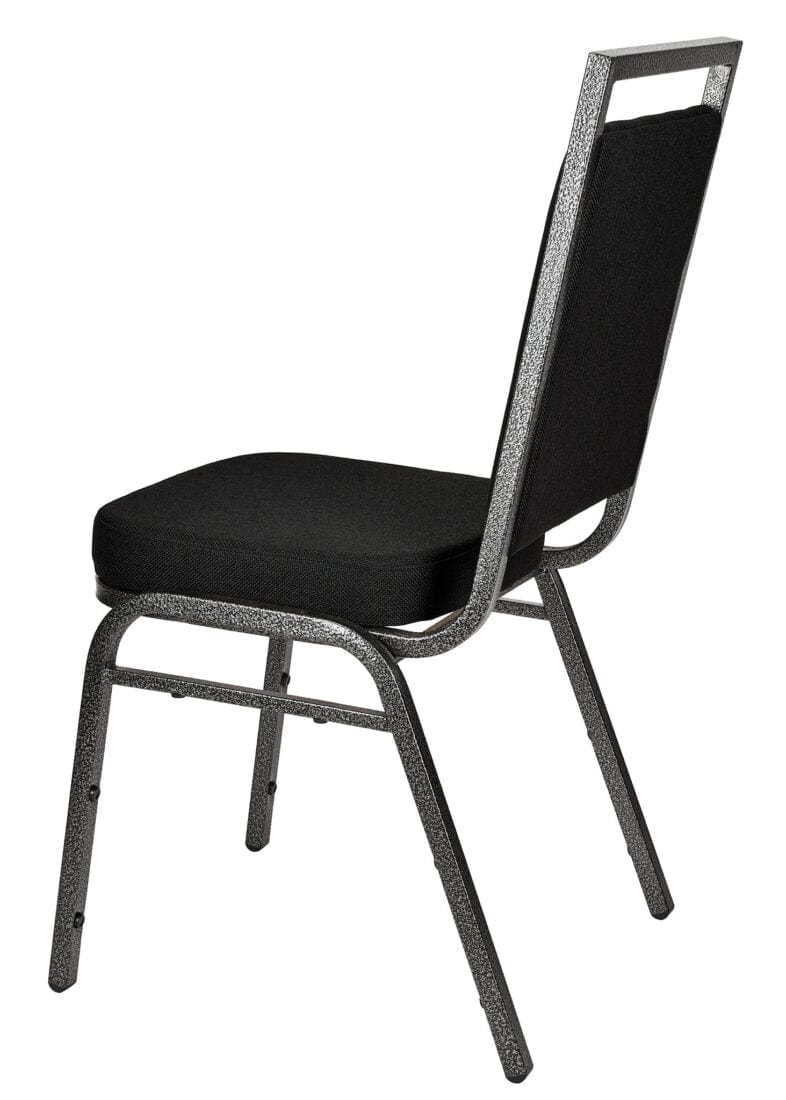 Chivari Black Fabric on Silver Vein Frame Square Banquet Chair CQSFB-ZF-T