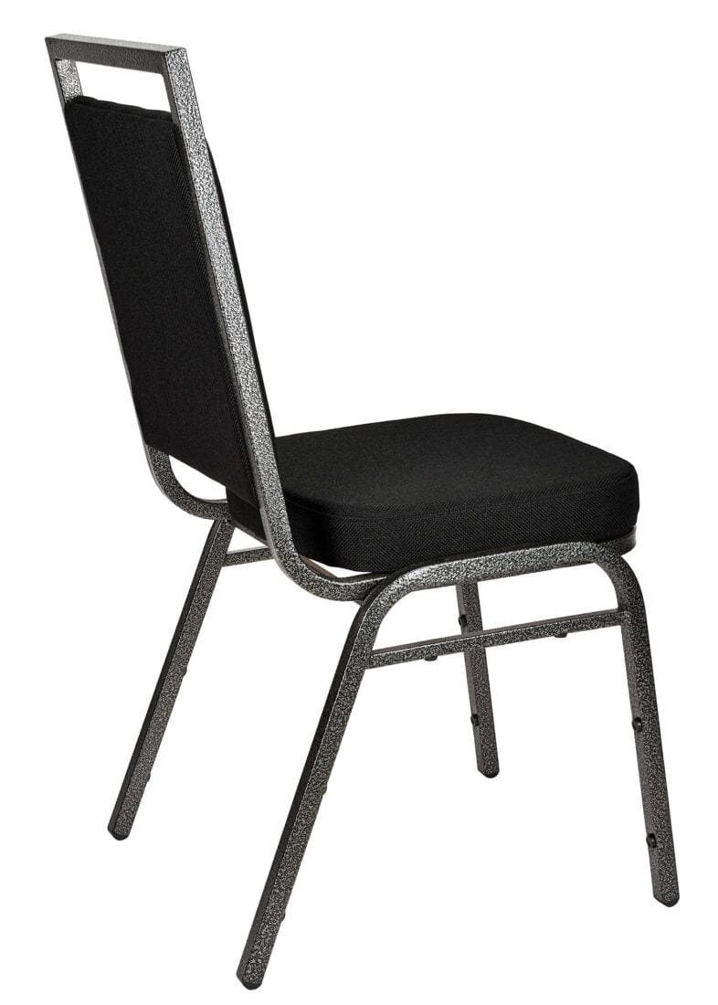 Chivari Black Fabric on Silver Vein Frame Square Banquet Chair CQSFB-ZF-T