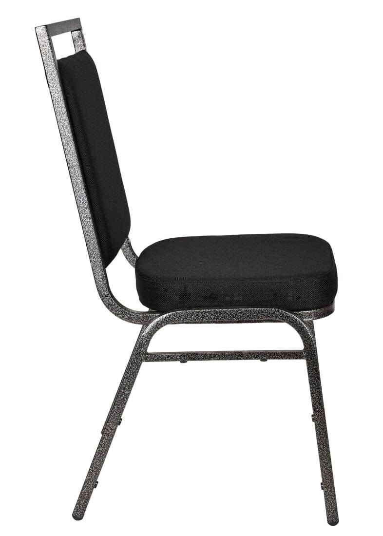 Chivari Black Fabric on Silver Vein Frame Square Banquet Chair CQSFB-ZF-T