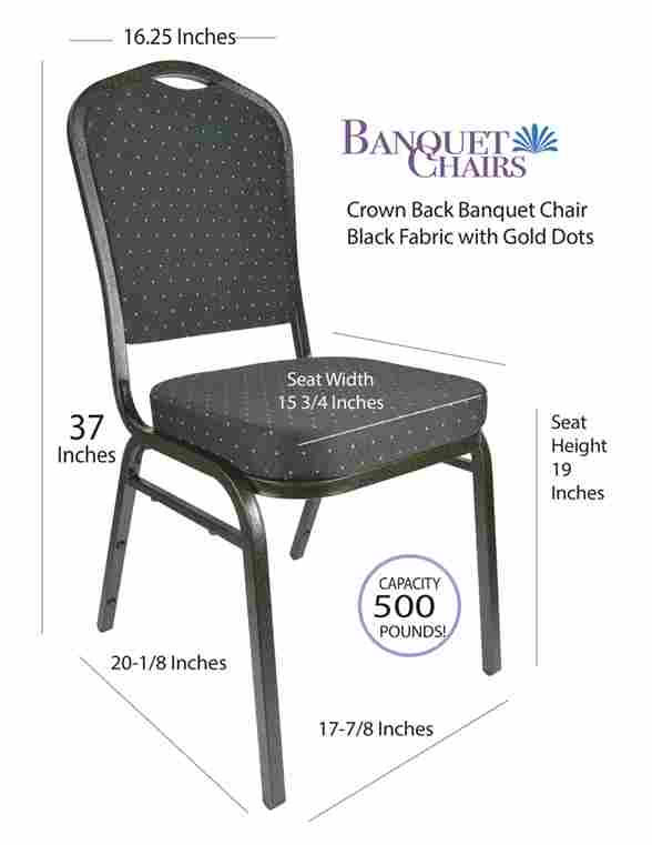 Chivari Black with Gold Dot Fabric Gold Vein Steel Frame Crown Back Banquet Chair CQCFBD-ZF-T