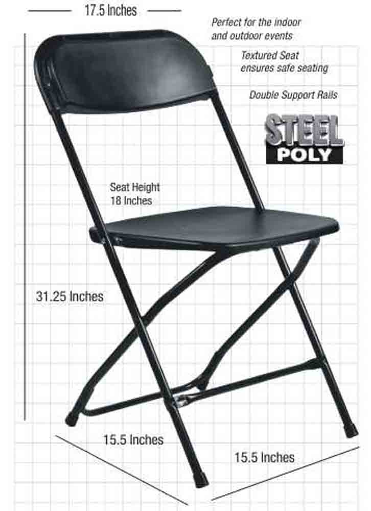 Chivari 100 Chair Pack Black Plastic Folding Chair (Steel-Poly Chair) CFPB-CX-T-100