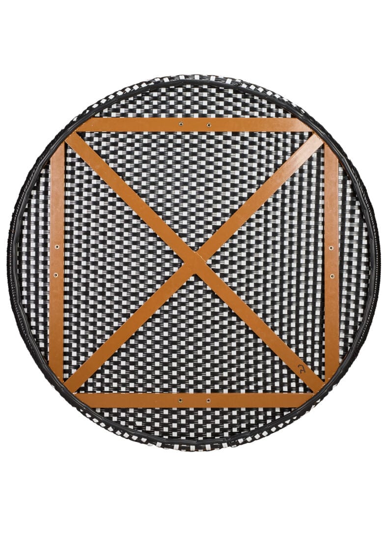 Toulouse 40" Round Glass Top Black and White Rattan French Bistro Table TBTPBLA-KT-AX-T
