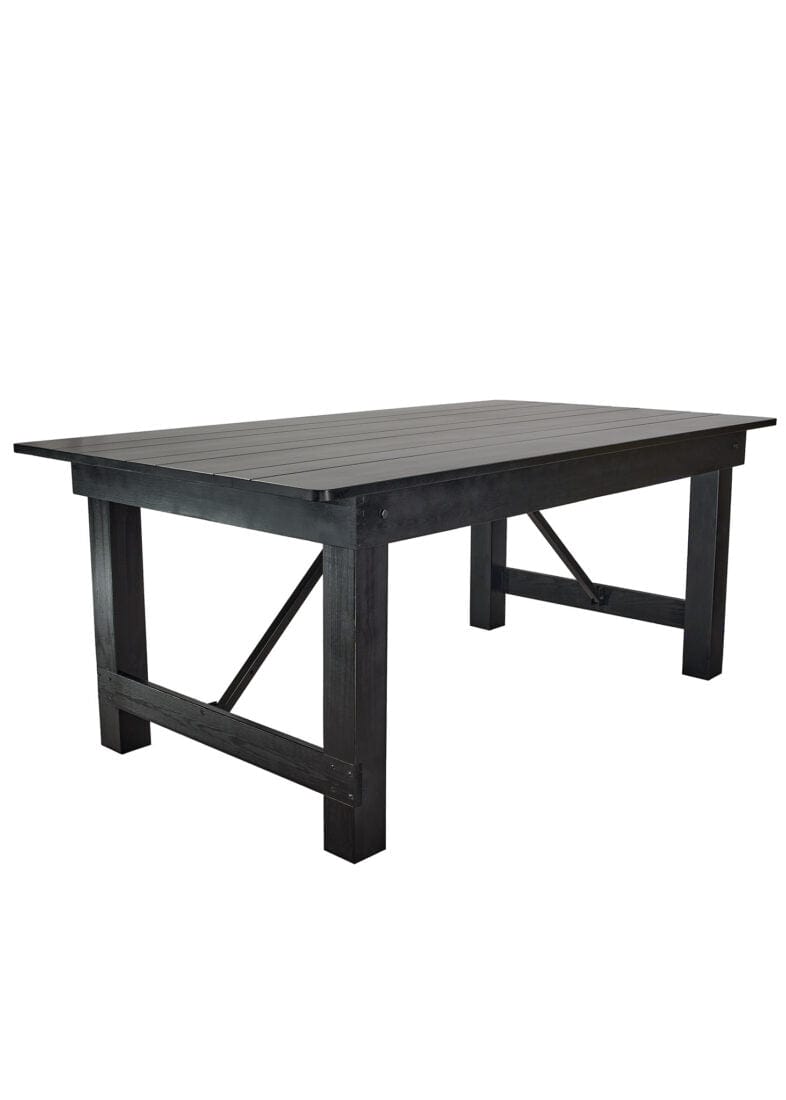 Chivari 72″ x 40″ (6 Foot ) Black Rectangle Straight Leg Straight Leg Wood Farm Table TFARMRT7240-BLACK-S-LEG-AX-T