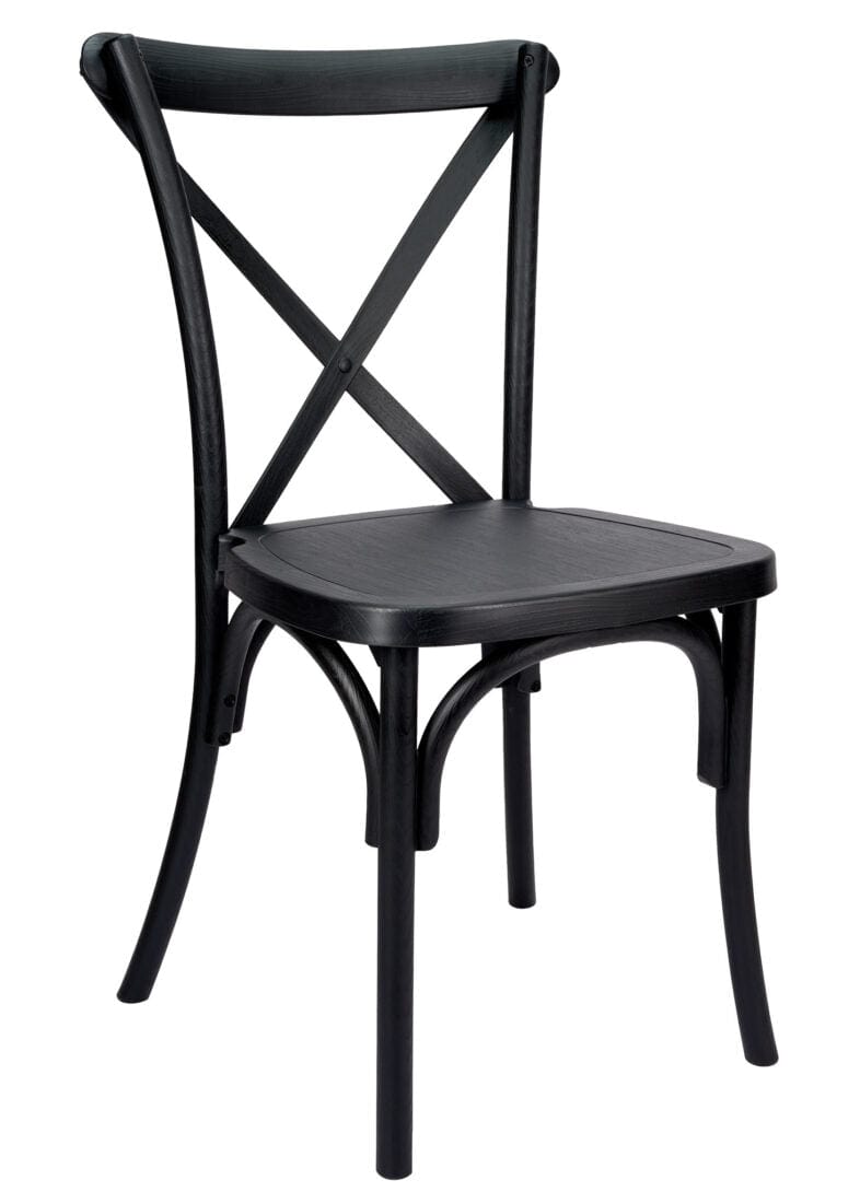 Black ToughResin™ WoodGrain Cross Back Chair